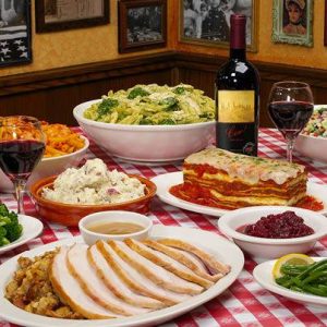 The Thanksgiving day spread at Buca di Beppo