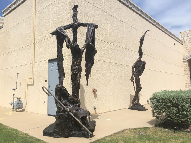 Gib Singleton's "Death of Christ," shown in the foreground, and Singleton's "Requiem," seen in the background, will soon be featured in the sculpture garden.