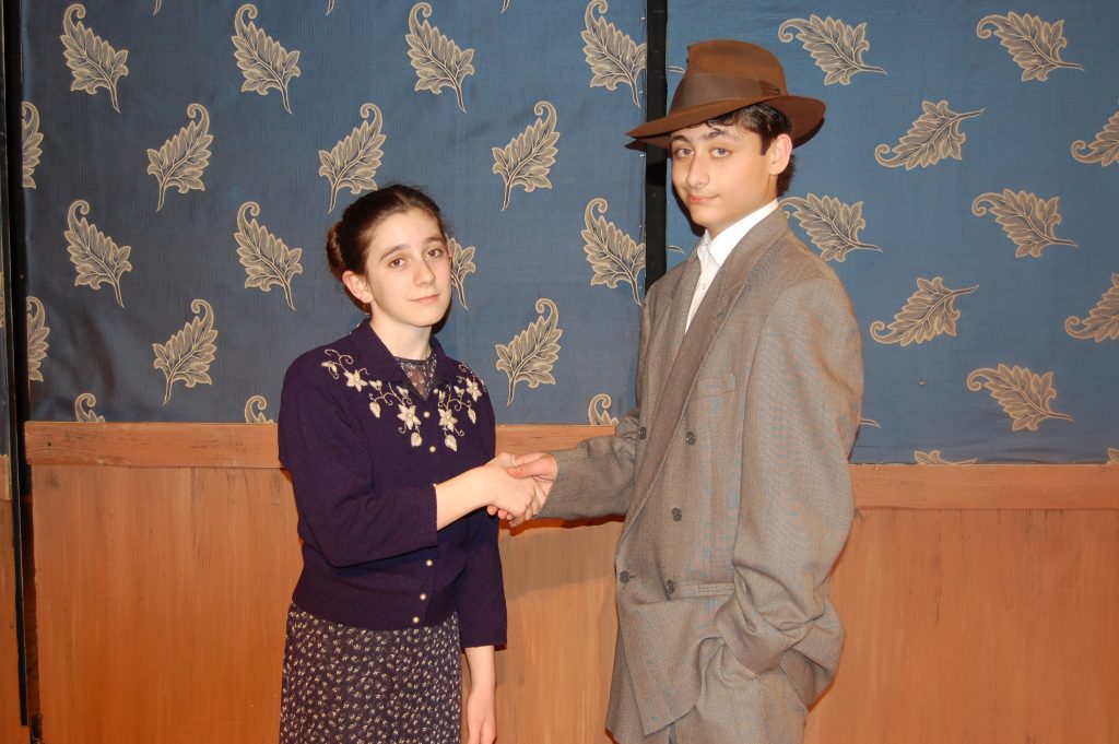 Molly Zimmerman (as Sarah Brown) with Josh Sedacca ( as Sky Masterson): Photo courtesy of the J