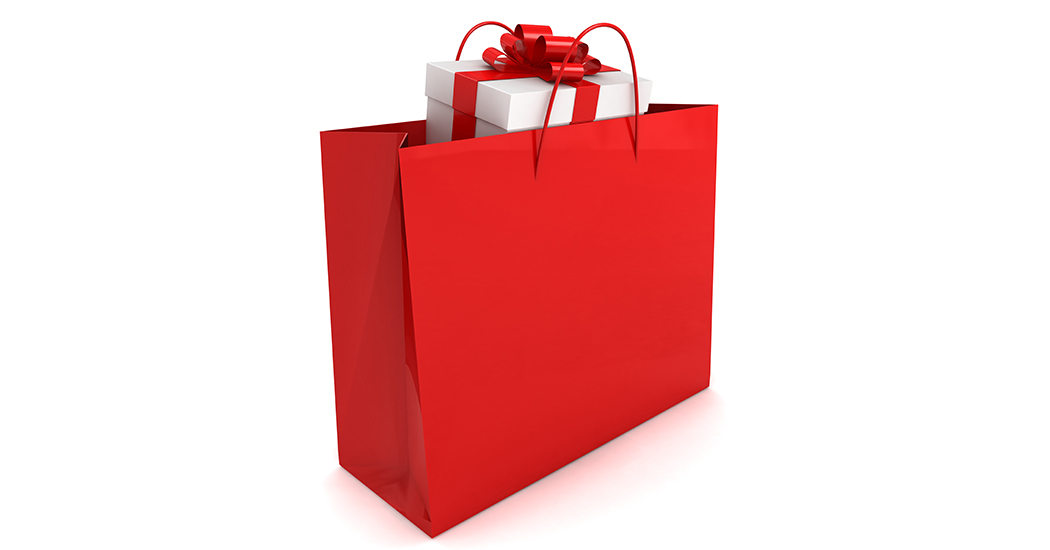 Shopping gift bag and red package