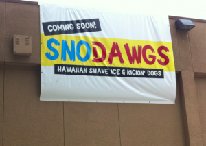 Snow Dawgs temporary banner