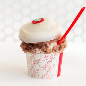 Ice cream under a frosted cupcake top: Sprinkles