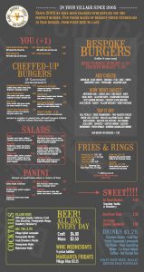 Village Burger Bar menu (click to enlarge)