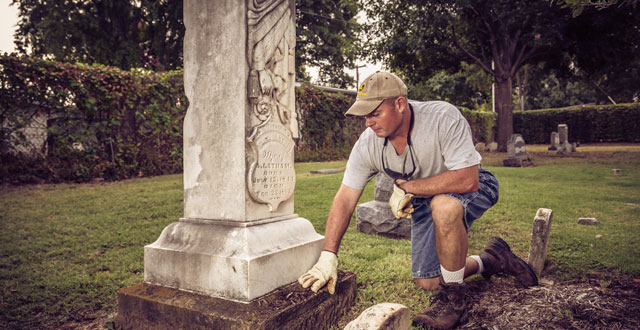 Preston Hollow resident Randy Griffin is the caretaker of Merrell Cemetery: Photo by Jennifer Shertzer