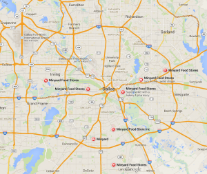 Most of Minyard's current 12 stores, shown above, are in southern Dallas. (Click to view a larger image.) Locations for the 12 new stores include North Dallas, Preston Hollow, Lakewood and Lake Highlands.