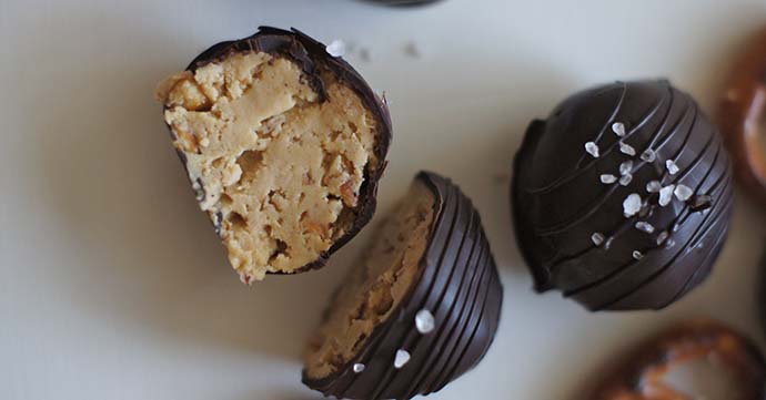 Chocolate peanut butter pretzel balls Photo by Kristen Massad