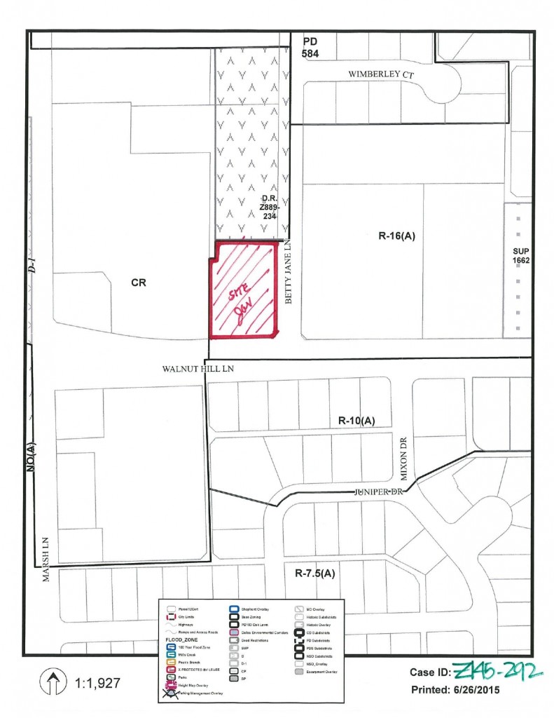 map included in zoning change application