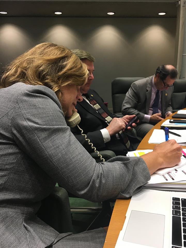 Jennifer Staubach Gates answers the rarely used City Hall landline. (Photo from Facebook) 