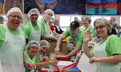 Preston Hollow presbyterian Church volunteers packing meals for the North Texas Food bank. (submitted photo)