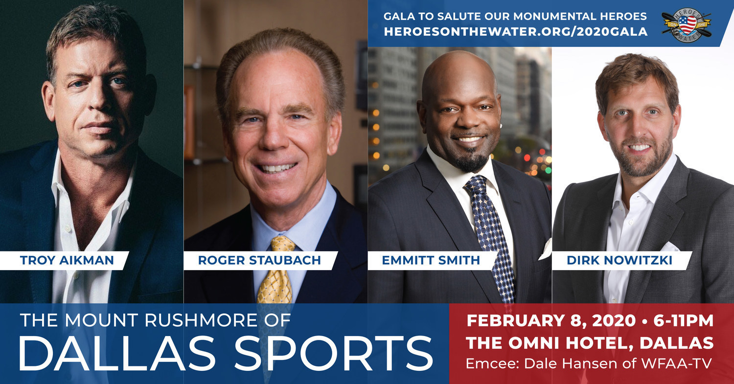 Come see the Mount Rushmore of Dallas Sports - Troy Aikman, Roger Staubach, Emmitt Smith and Dirk Nowitzki. Dale Hansen of ABC Dallas will interview these icons in a casual and intimate setting. Tickets & sponsorships available. Omni Downtown Dallas on February 8, 2020 - 6:00 PM.