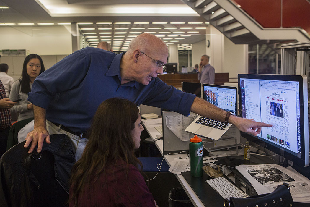 Steve Kenny working at The New York Times’ newsroom in New York on election night, Tuesday, Novemer 08, 2016. (Photo by Hiroko Masuike/The New York Times)